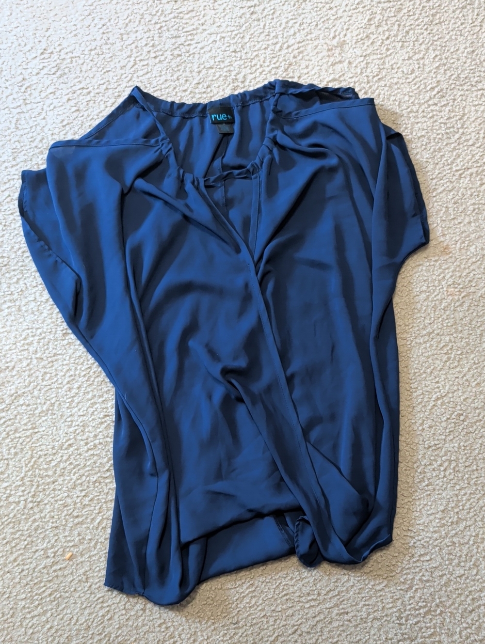 Rue21 Dark Blue Satin V-Neck Blouse